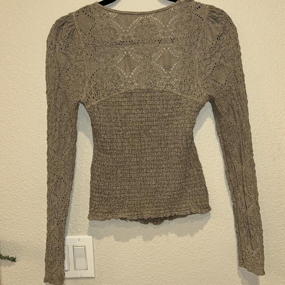Free People Blouse Size XS Tan/Gray Stretchy - Picture 4 of 9